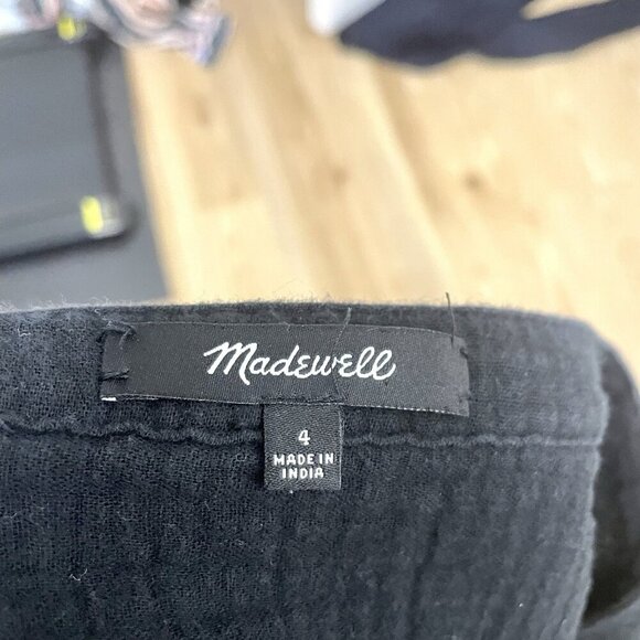 Madewell Gauze Tiered Midi Dress Short Sleeve Minimalist Classic Black size 4 - Picture 10 of 10